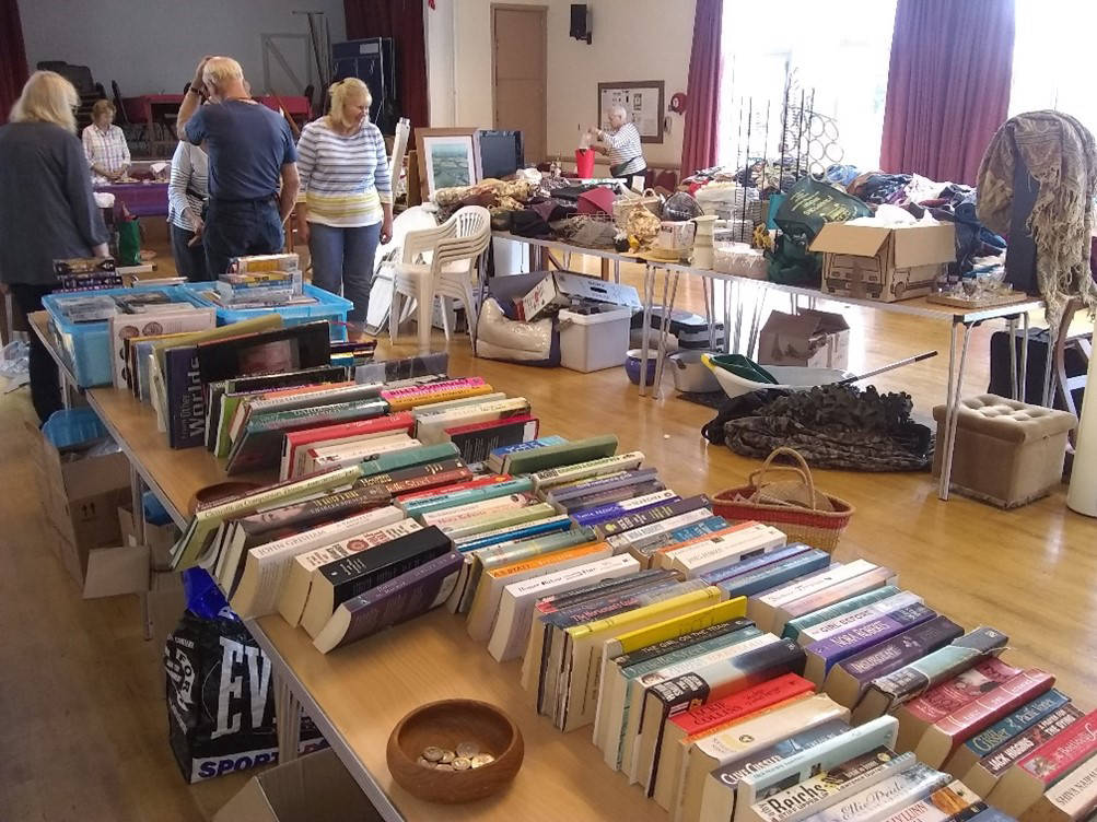 Typical Jumble Sale at the Hall before the doors are open
